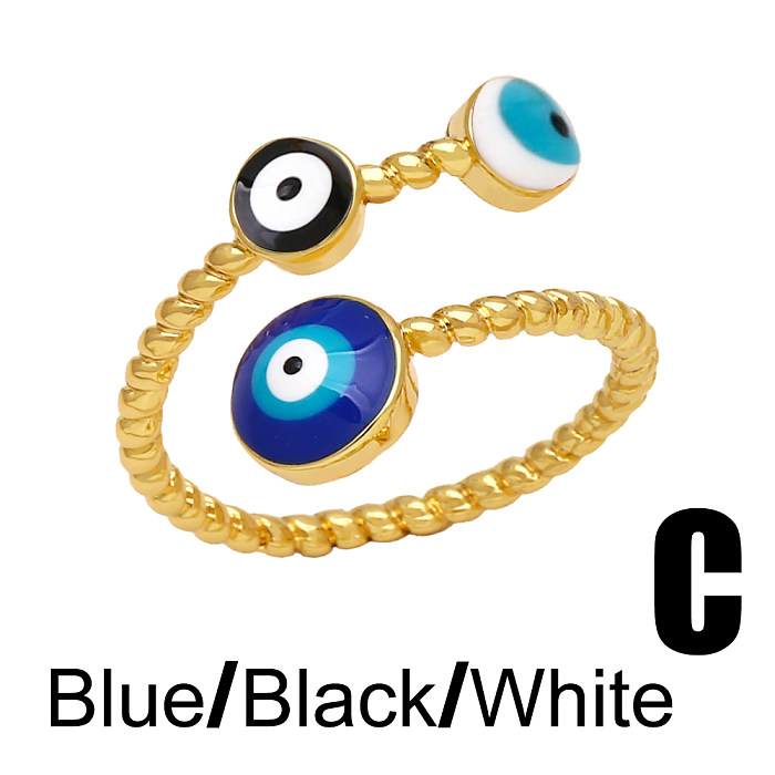 1 Piece INS Style Y2K Original Design Devil'S Eye Copper Enamel Plating Open Ring