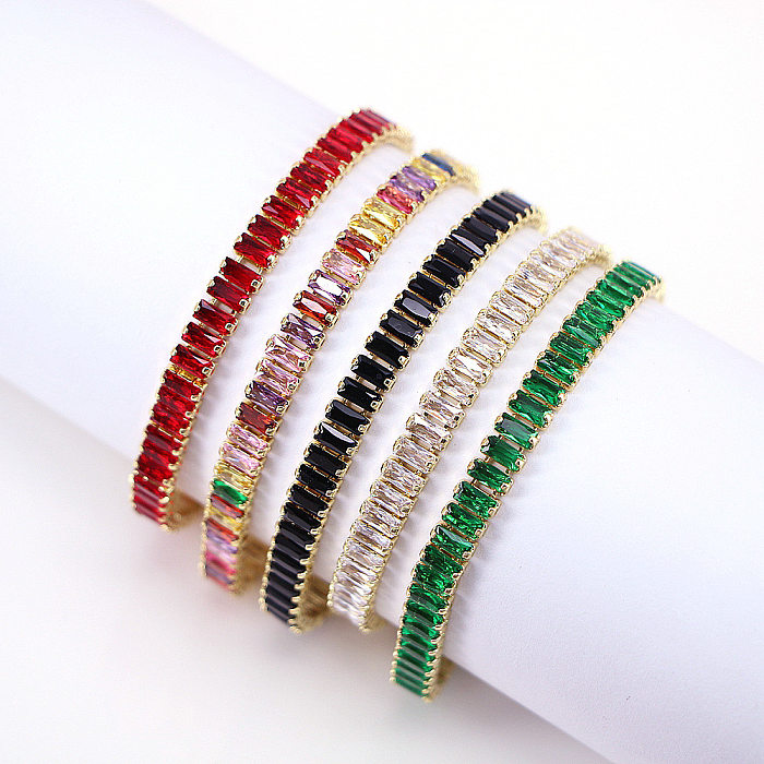New Copper Inlaid Zirconium 18K Gold-plated Color Crystal Bracelet