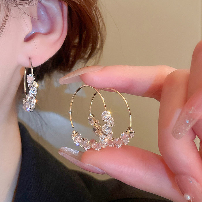 1 Pair Simple Style Circle Beaded Copper Earrings