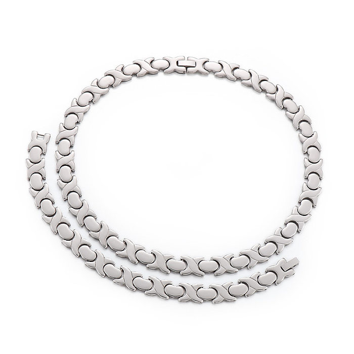 Conjunto de collar y pulsera para mujer, de acero y titanio, geométrico, europeo y americano, venta al por mayor