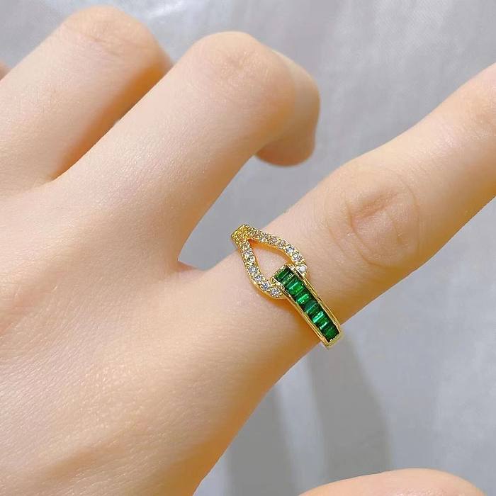 Streetwear Star Moon Eye Copper Irregular Plating Inlay Zircon Open Ring