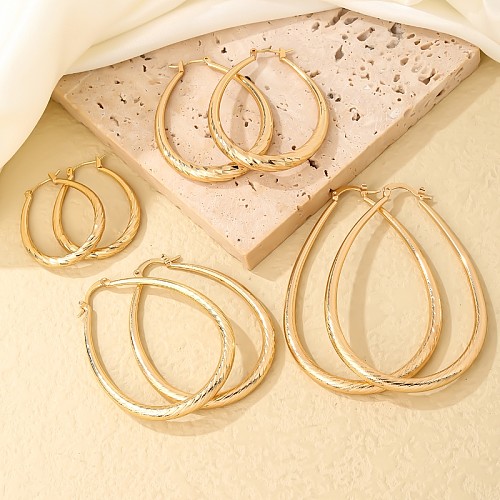 1 Pair Casual Sweet Oval Plating Copper Gold Plated Drop Earrings