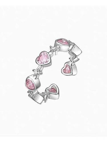Fashion Heart Shape Copper Inlay Zircon Open Ring 1 Piece