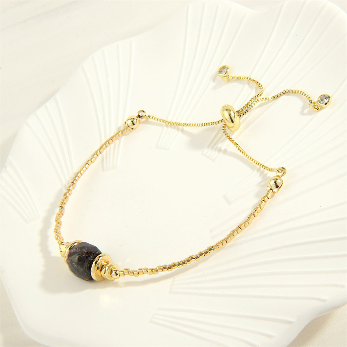 Basic Simple Style Irregular Copper Lapis Lazuli Plating 18K Gold Plated Bracelets