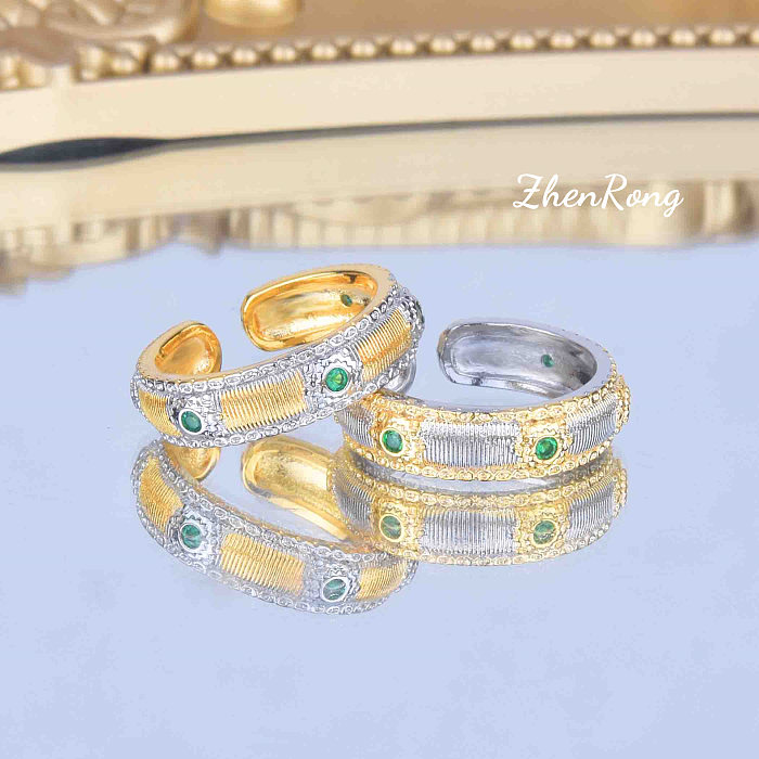 1 Stück Retro geometrische Verkupferung Zirkon Damen Ringe Armbänder