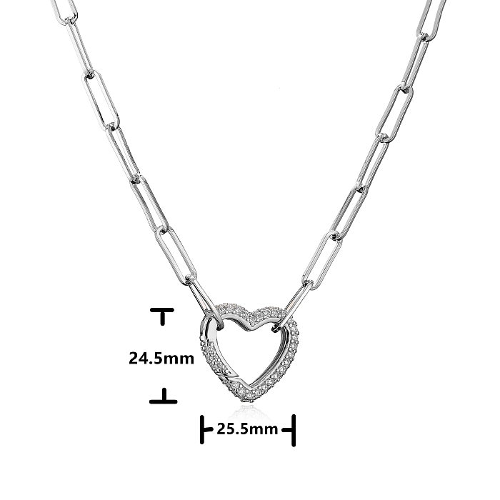 Fashion Micro-inlaid Zircon Peach Heart Cable Chain Copper Necklace Wholesale jewelry