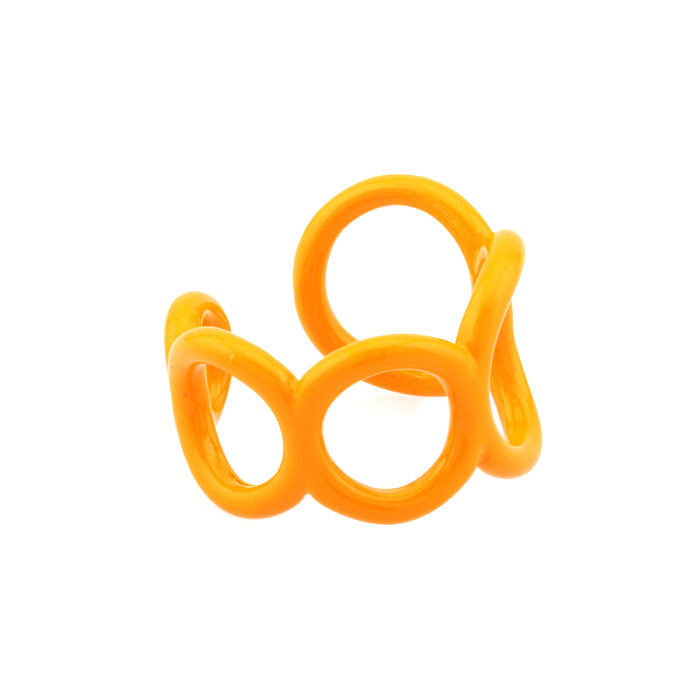 Hip-Hop Simple Style Kreis Kupfer Einbrennlackierung 18K vergoldete offene Ringe