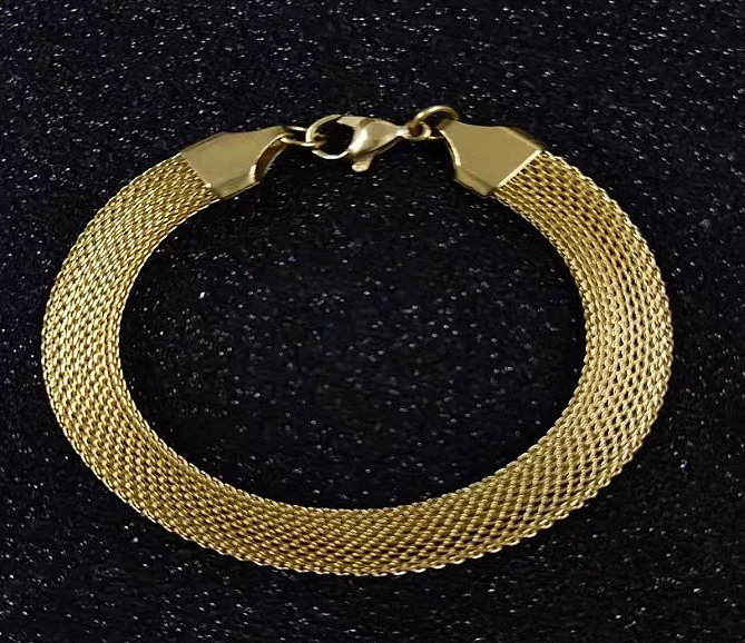 Streetwear-Armband-Halskette aus einfarbigem Edelstahl mit Titan-Stahlbeschichtung