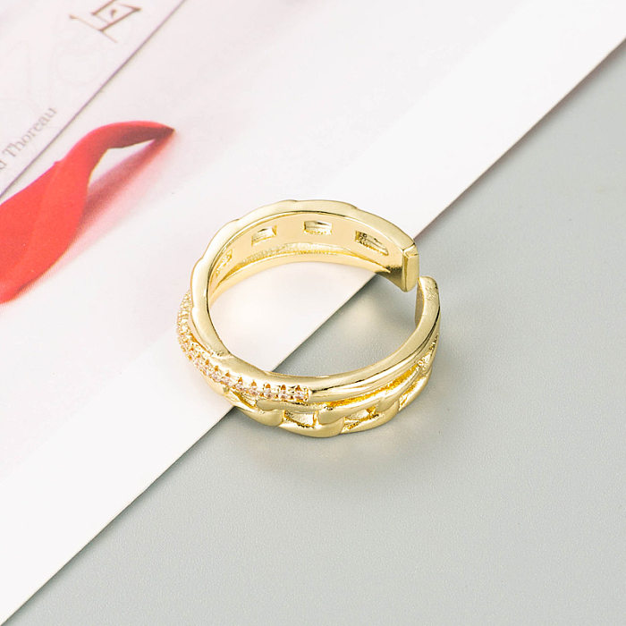 Fashion Copper-Plated Gold Micro Inlaid Zircon Star Heart Ring