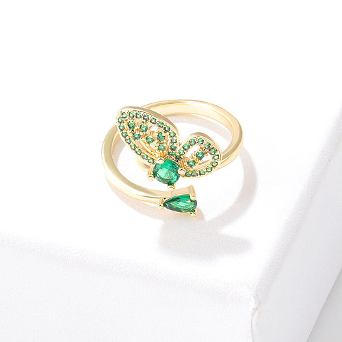 Sweet Butterfly Copper Open Ring Plating Inlaid Zircon Copper Rings