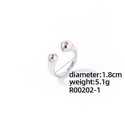 Casual Simple Style Classic Style Geometric Copper Plating White Gold Plated Open Rings