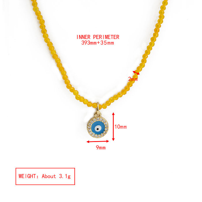 Einfache Halskette mit Augen-Kupfer-Inlay und künstlichen Edelsteinen