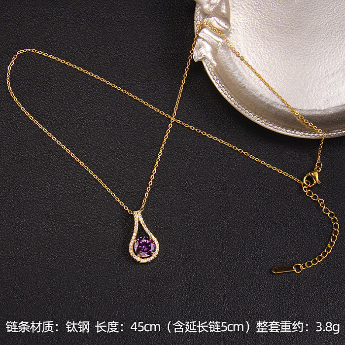 Collar con colgante de circón con incrustaciones de cobre chapado en forma de corazón cuadrado geométrico de estilo coreano para mujer
