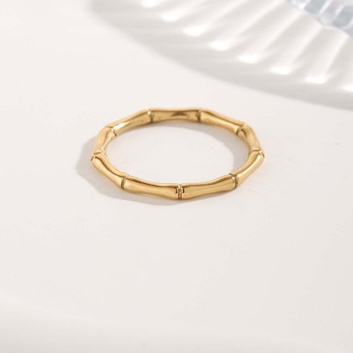 Wholesale Glam Simple Style Round Titanium Steel Plating Gold Plated Rings