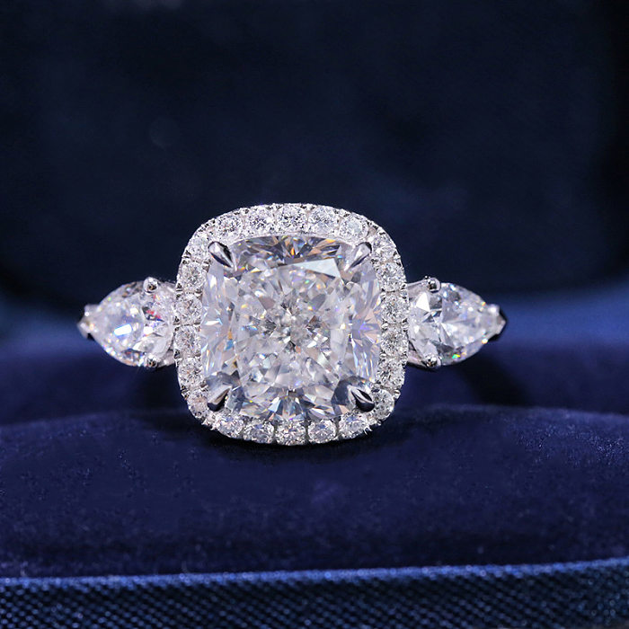 Luxury Full Diamond 5 Carat Cushion Diamond Ring Female Diamond Open Ring Wholesale