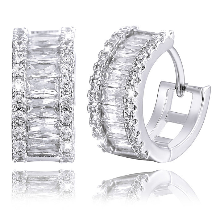 1 Pair Classic Style Round Plating Inlay Copper Zircon 18K Gold Plated Earrings