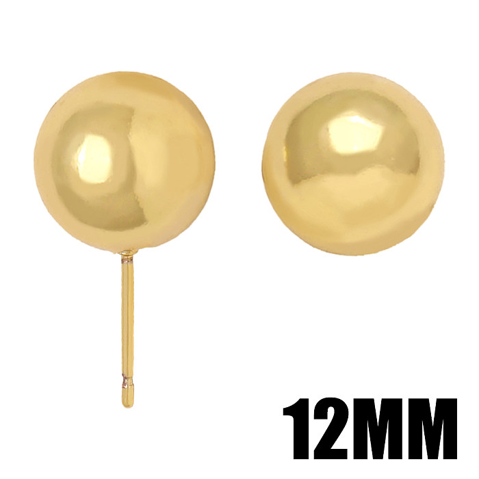 1 Pair Basic Simple Style Round Copper Plating 18K Gold Plated Ear Studs