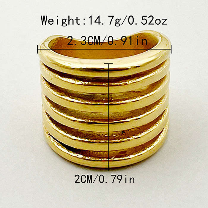 Wholesale Retro Simple Style Lines Stainless Steel Layered Plating Gold Plated Rings