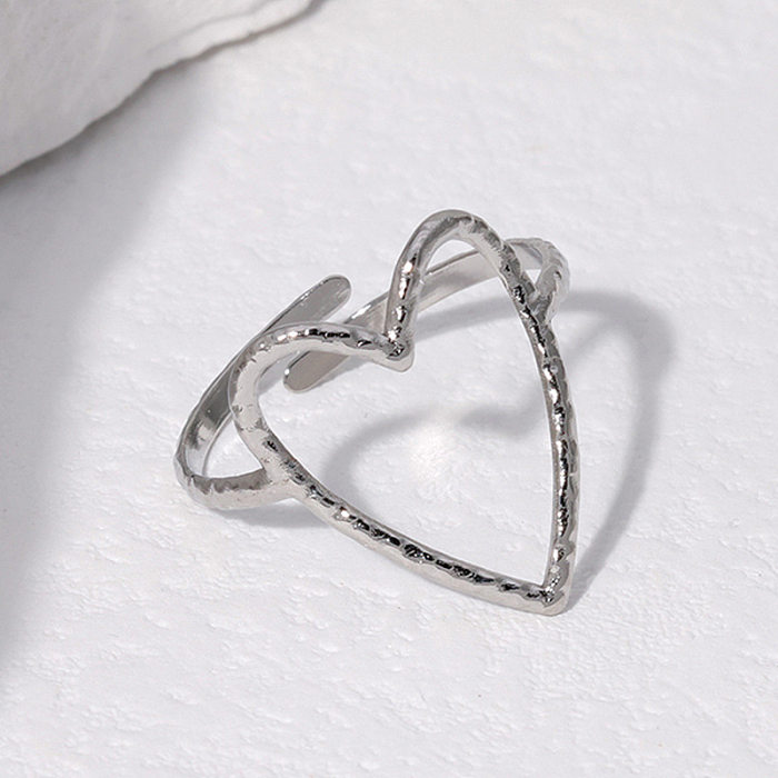 Simple Style Artistic Heart Shape Stainless Steel Gold Plated Silver Plated Open Ring In Bulk
