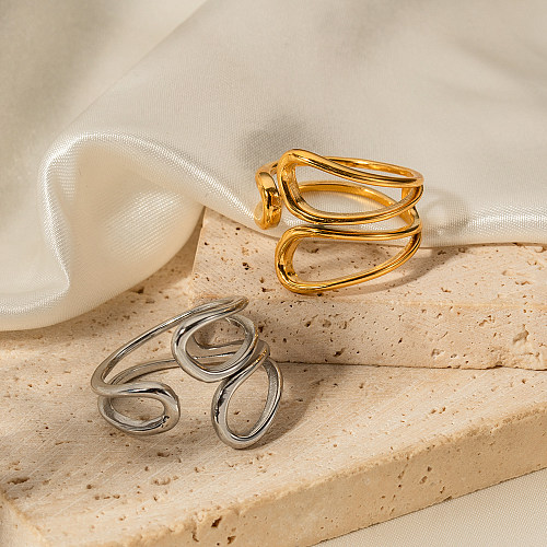 حلقات مطلية بالذهب عيار 18 قيراط مطلية بالفولاذ المقاوم للصدأ بلون خالص من IG Style
