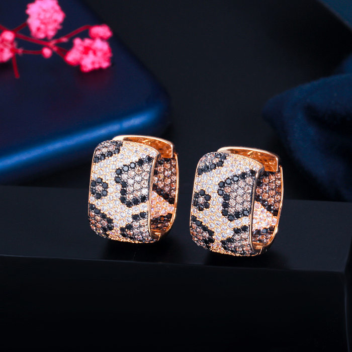 1 Pair Casual Elegant Rock Snakeskin Plating Inlay Copper Zircon Rose Gold Plated White Gold Plated Rhodium Plated Ear Studs