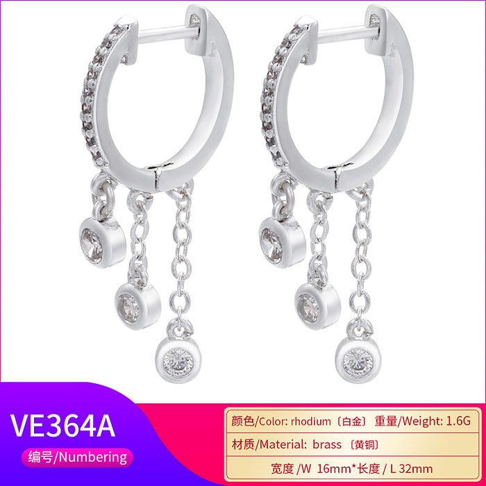 Retro Inlaid Zircon Long Tassel Earrings Wholesale jewelry