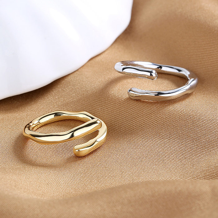 1 pièce anneau ouvert plaqué cuivre de couleur unie à la mode