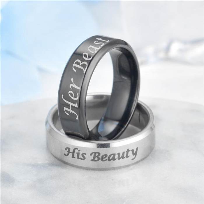 Couple Crown  Hot New Bevel Stainless Steel Rings TP190418118109