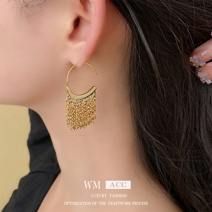 1 paire de boucles d'oreilles à pampilles géométriques en cuivre pour femmes, Streetwear