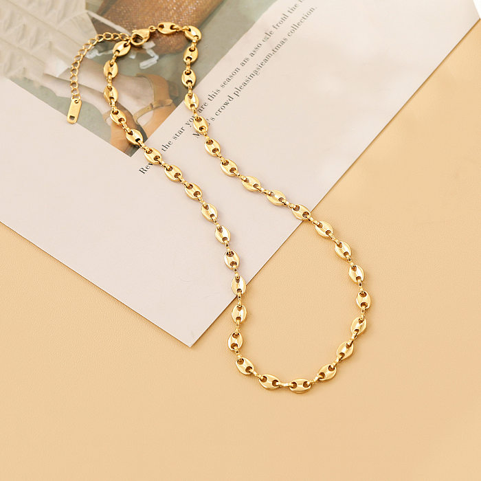 Lady Geometric Solid Color Titanium Steel Bracelets Necklace