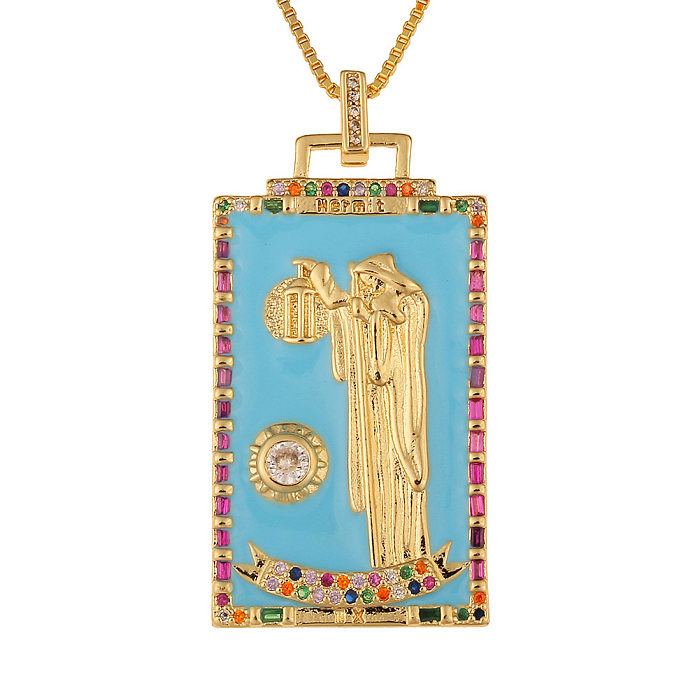 Fashion New Oil Drop Tarot Pendant Copper Zircon Necklace Wholesale jewelry