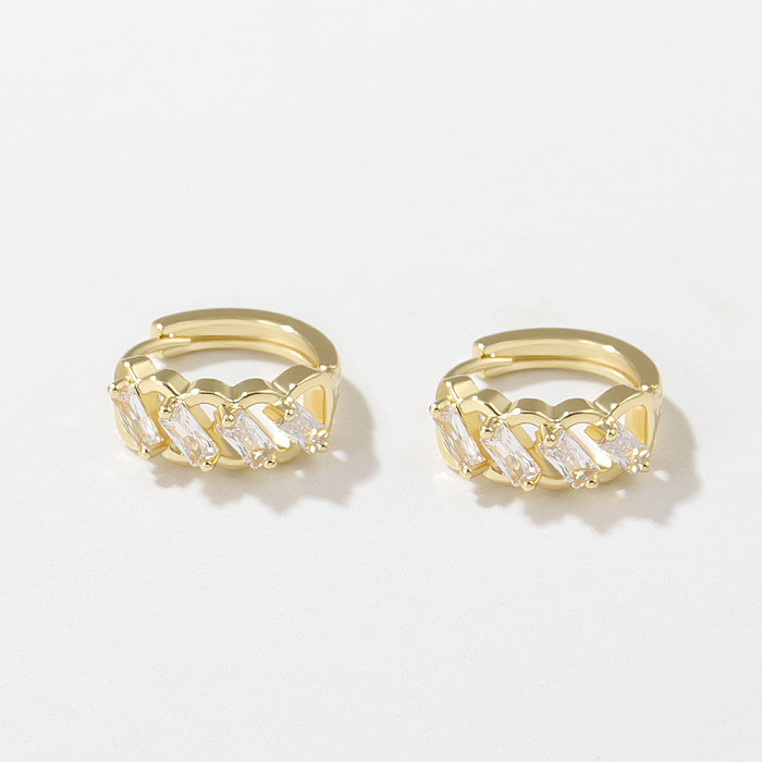 Modische geometrische Kupfer-vergoldete Zirkon-Ohrringe, 1 Paar