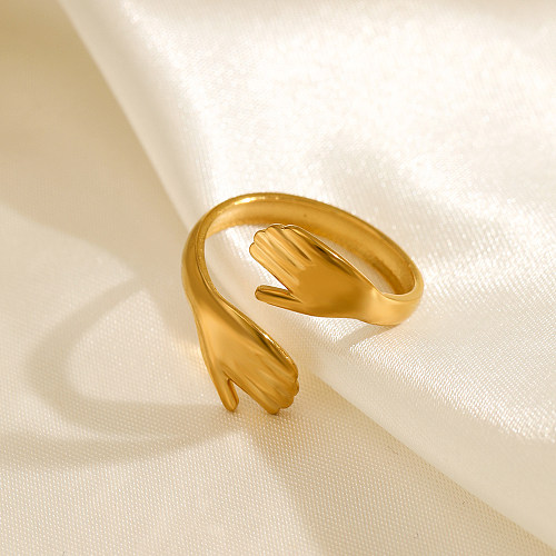 Anéis abertos banhados a ouro 18K de aço inoxidável da palma de Streetwear