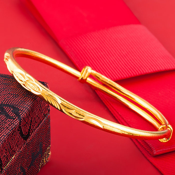 Chinoiserie Geometric Copper Gold Plated Bangle