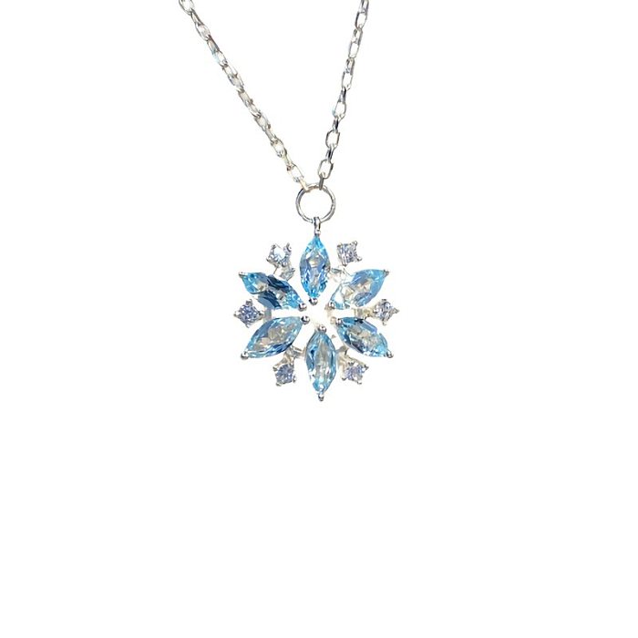 Simple Style Snowflake Copper Inlay Zircon Pendant Necklace