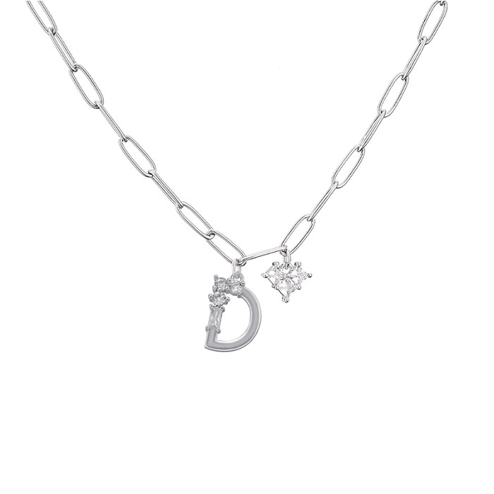 Zircon Micro-Inlaid Heart-Shaped English Letter Necklace Stainless Steel Necklace