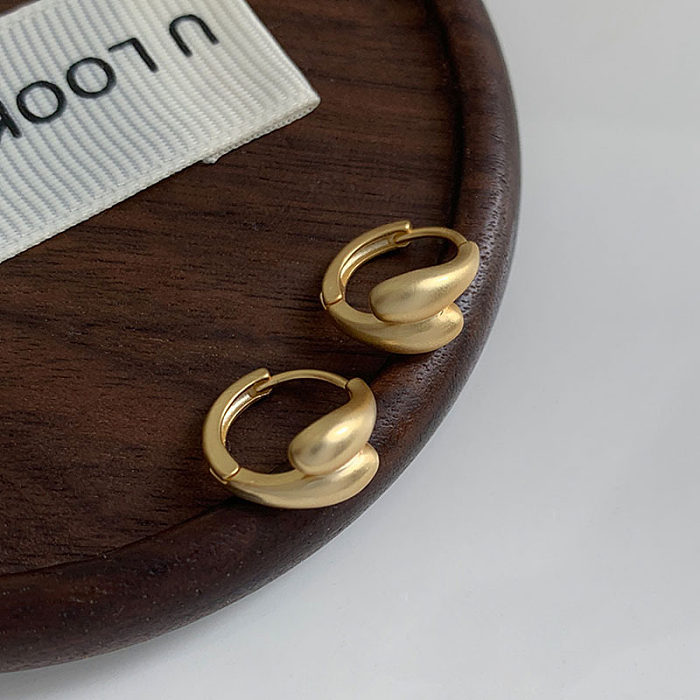 1 paire de boucles d'oreilles en cuivre plaqué couleur unie, Style Simple