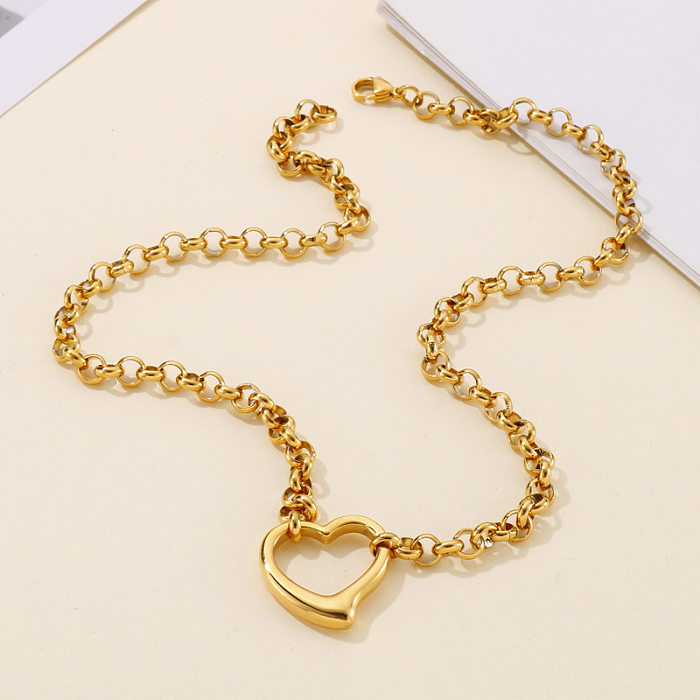 Mode nouvelle chaîne en forme de coeur pendentif collier Bracelet en acier inoxydable ensemble de bijoux