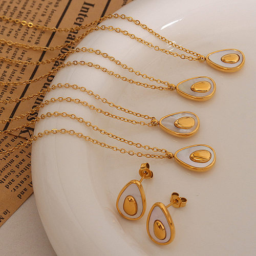 Women'S Fashion Water Drop Titanium Steel Earrings Necklace Plating No Inlaid Jewelry Sets