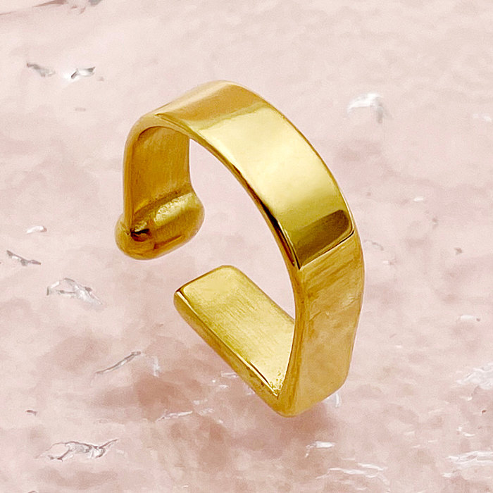 Anéis banhados a ouro de lustro de aço inoxidável do retângulo do deslocamento do estilo simples