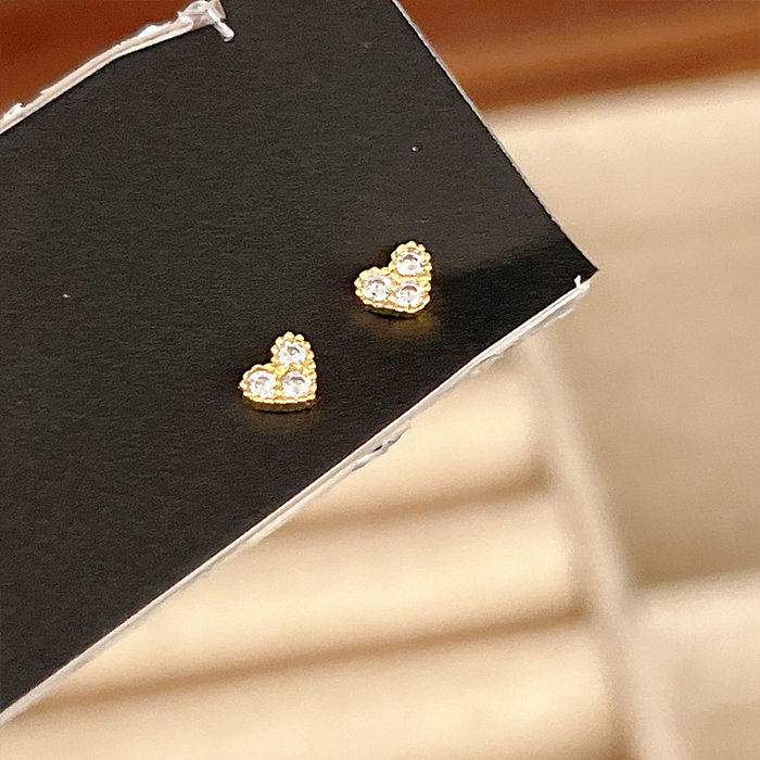 Simple Style Butterfly Copper Inlay Ear Studs