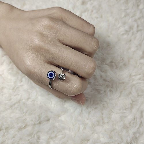 Simple Style U Shape Stainless Steel Inlay Rhinestones Open Ring