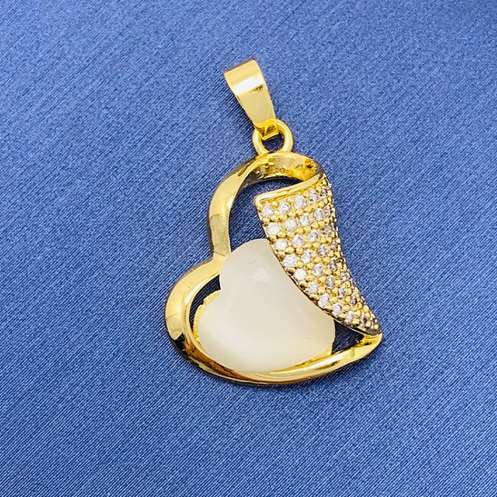 Simple Style Swan Heart Shape Butterfly Copper Irregular Rhinestones Opal Pendant Necklace