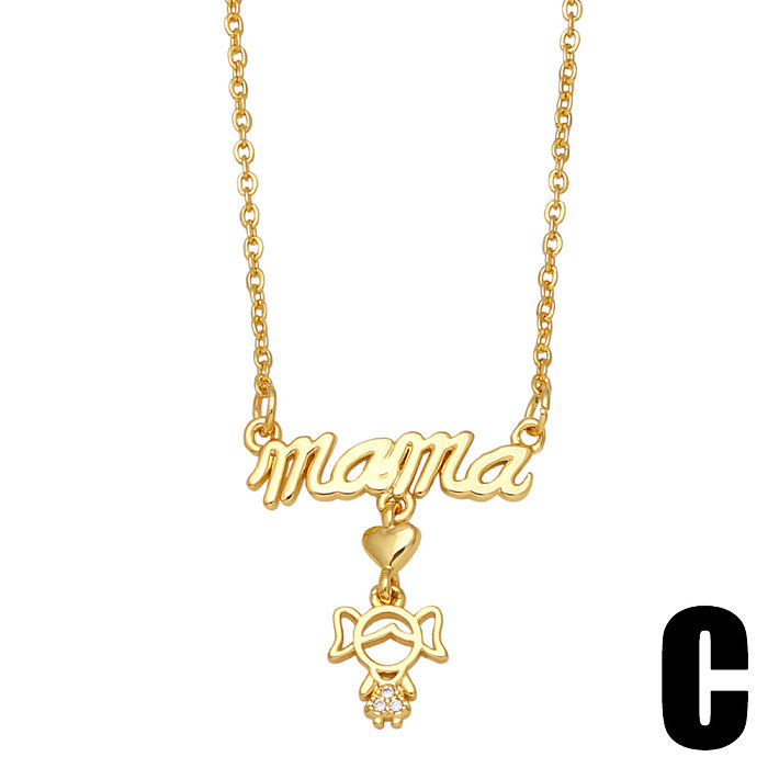 Fashion MAMA Geometric Heart Copper Necklace