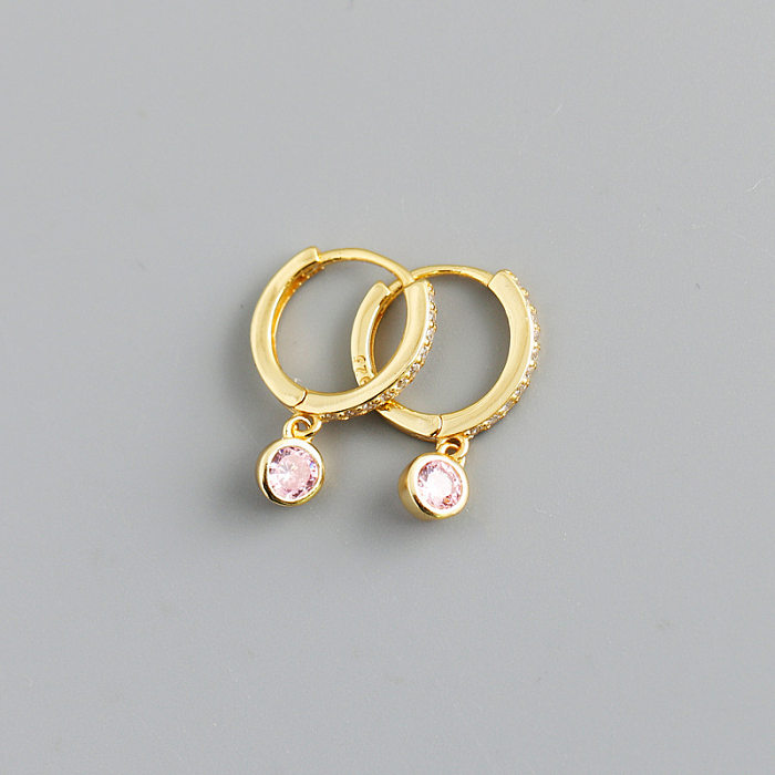 Fashion Star Moon Pendant Copper Inlaid Zircon Earrings