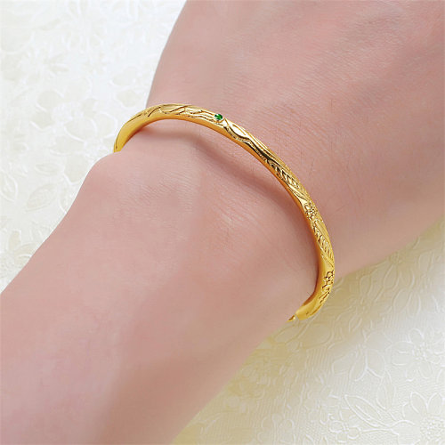 Casual Simple Style Classic Style Solid Color Copper Polishing Plating Copper Gold Plated Cuff Bracelets