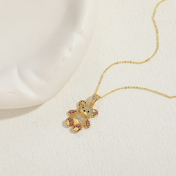 Commute Bear – collier en cuivre plaqué or 14 carats et Zircon, en vrac