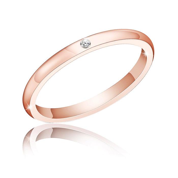 Atacado casual estilo simples estilo clássico cor sólida aço inoxidável titânio polimento chapeamento incrustação rosa anéis de zircão banhados a ouro