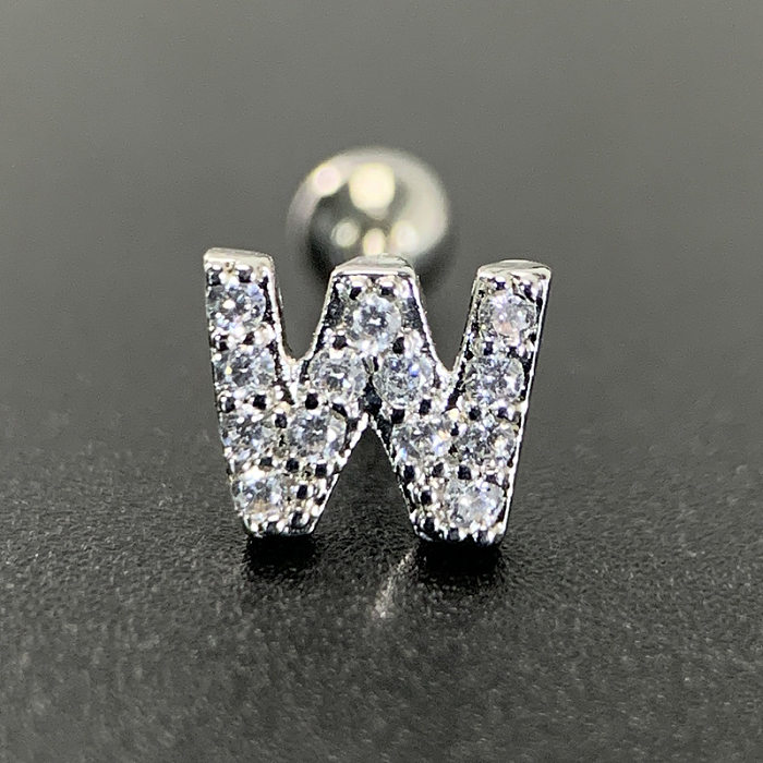 1 Piece Simple Style Letter Inlay Copper Zircon Ear Studs