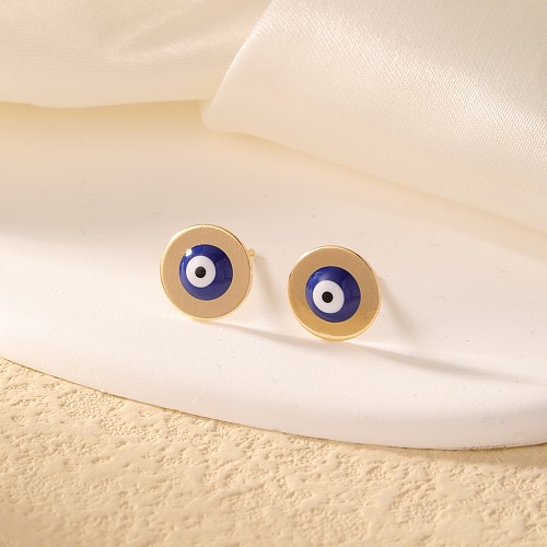 1 Pair Cute Devil'S Eye Epoxy Plating Copper White Gold Plated Gold Plated Ear Studs